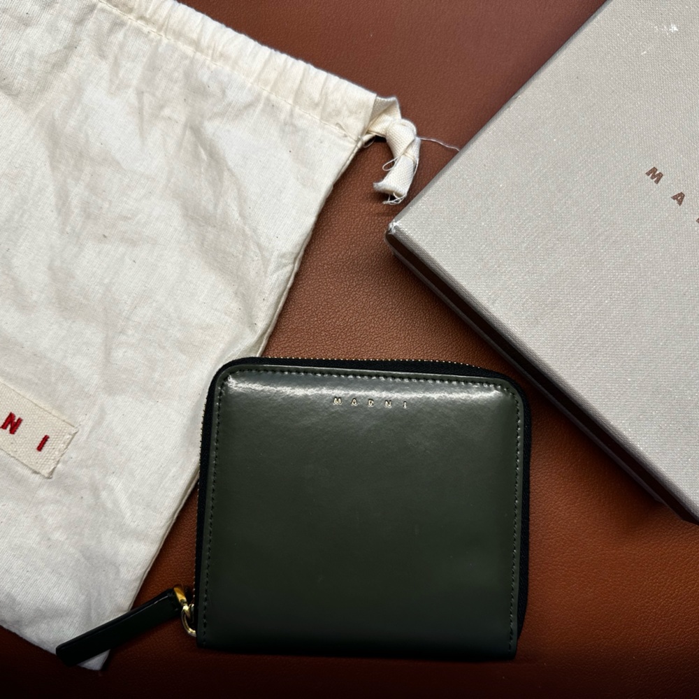 Marni Olive Leather Zip Wallet - Picture 3 of 5